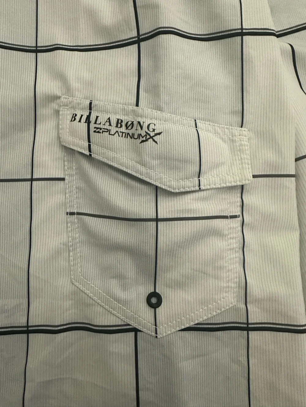 Billabong White Swim Board Shorts with Black Grid